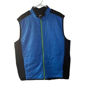 FootJoy Mens XL Quilted Golf Vest Blue Black Full Zip Insulated Mock Neck FJ